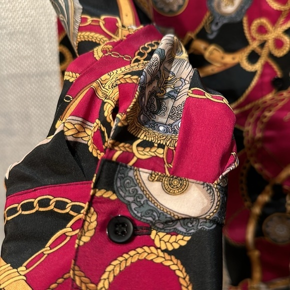 Alfred Dunner Flowy Stunning Chains And Tassels Print Blouse Size 16 - Picture 6 of 11